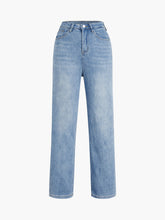 Buttoned Denim Straight Leg Jeans